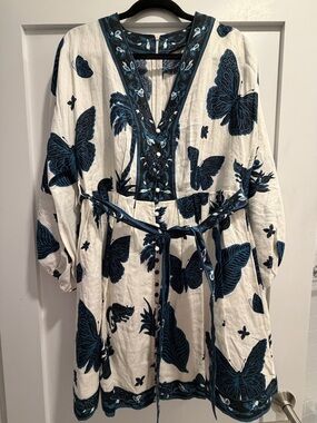 Banana Republic Black Tunic with Teal Floral Print